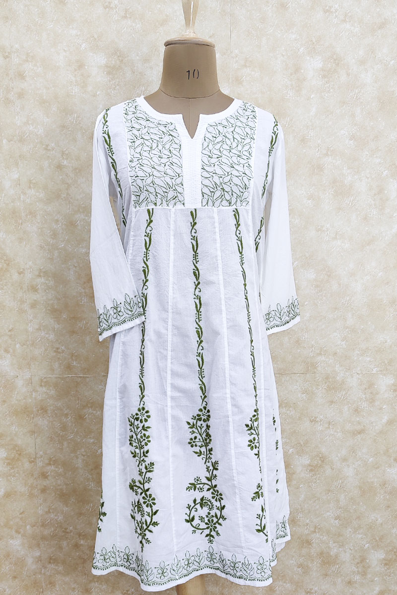 White Colour Hand Embroidered Lucknowi Chikankari Kurti– Mc251967